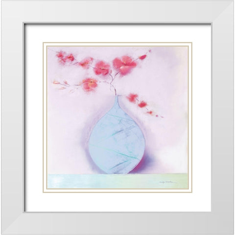 CORAL BLOSSOM II White Modern Wood Framed Art Print with Double Matting by Robertson, Marilyn