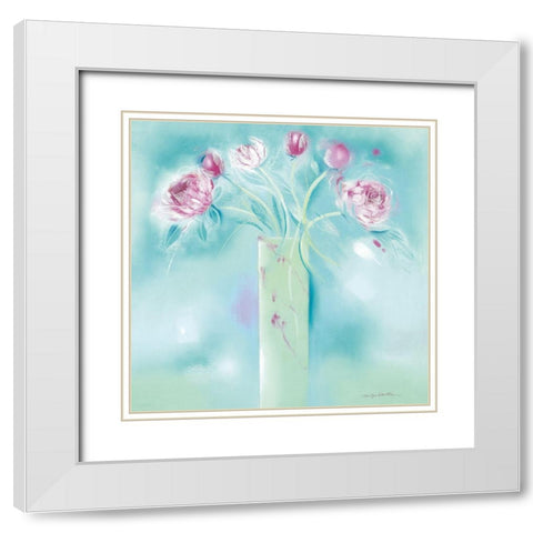 SUMMER BLOOMS White Modern Wood Framed Art Print with Double Matting by Robertson, Marilyn
