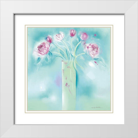 SUMMER BLOOMS White Modern Wood Framed Art Print with Double Matting by Robertson, Marilyn