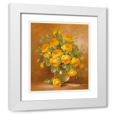 ROSES II White Modern Wood Framed Art Print with Double Matting by Fasani