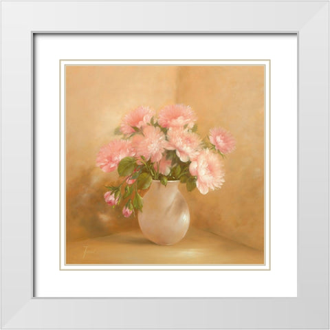 ROMANTIC ROSES II White Modern Wood Framed Art Print with Double Matting by Fasani