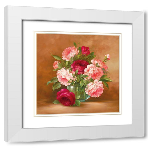 FESTIVE BOUQUET I White Modern Wood Framed Art Print with Double Matting by Fasani
