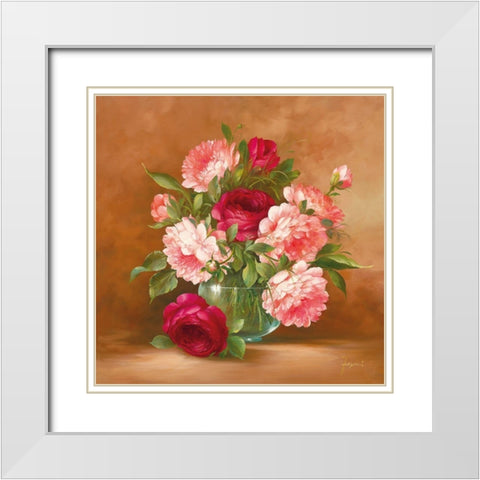 FESTIVE BOUQUET I White Modern Wood Framed Art Print with Double Matting by Fasani