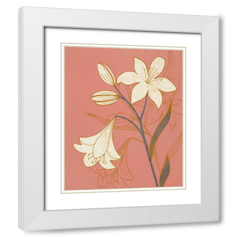 Terra Cotta Lillies II White Modern Wood Framed Art Print with Double Matting by Design Show