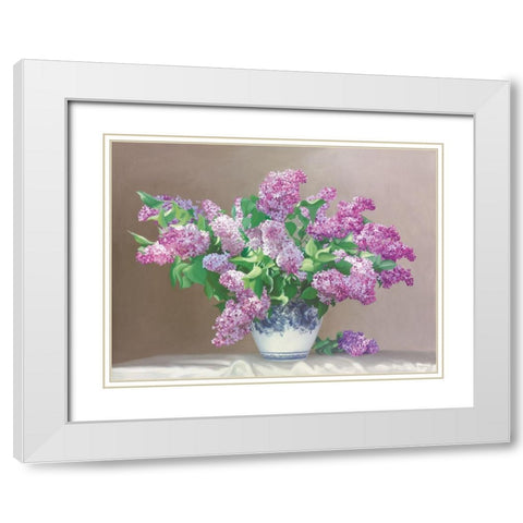 LILAC DREAMS White Modern Wood Framed Art Print with Double Matting by Buzin, Igor
