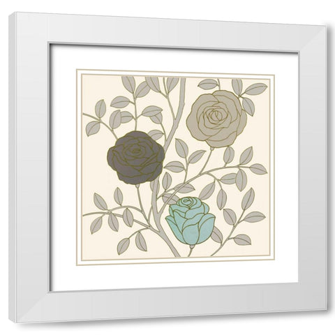 Rose Garden I White Modern Wood Framed Art Print with Double Matting by Design Show