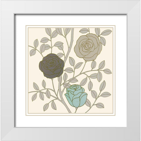 Rose Garden I White Modern Wood Framed Art Print with Double Matting by Design Show