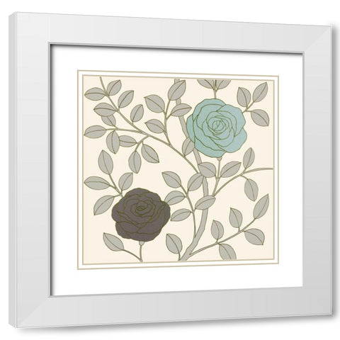 Rose Garden II White Modern Wood Framed Art Print with Double Matting by Design Show