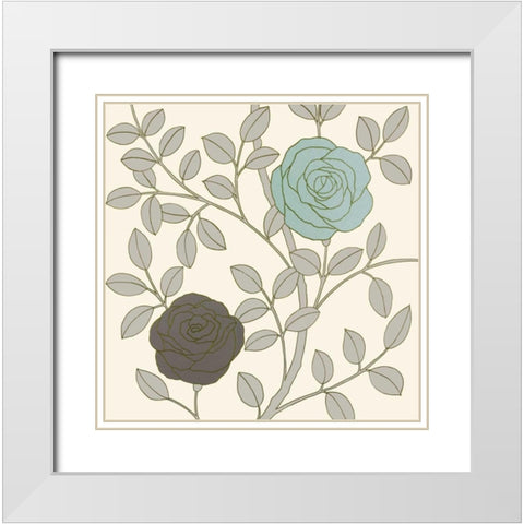 Rose Garden II White Modern Wood Framed Art Print with Double Matting by Design Show