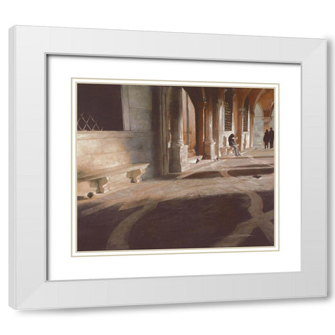 LEGGENDO TRANQUILLAMENTE White Modern Wood Framed Art Print with Double Matting by Sgarbossa, Antonio