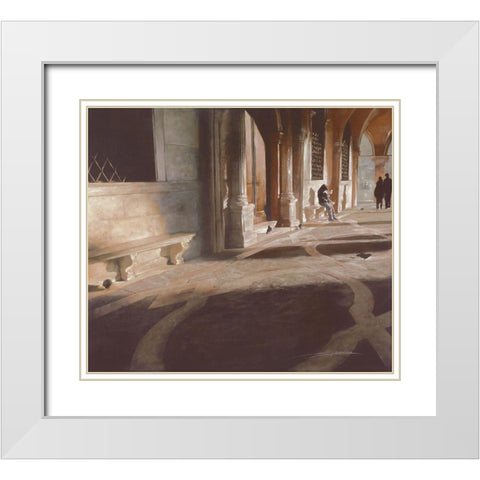 LEGGENDO TRANQUILLAMENTE White Modern Wood Framed Art Print with Double Matting by Sgarbossa, Antonio