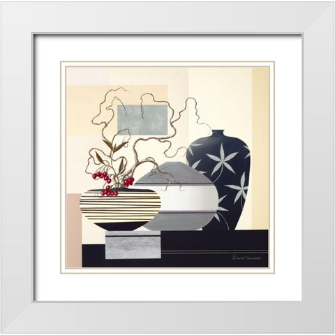 Twigs and Berries I White Modern Wood Framed Art Print with Double Matting by Sedalia, David