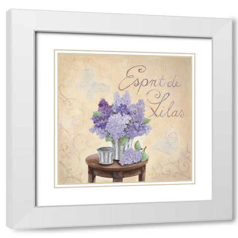 Esprit De Lilas White Modern Wood Framed Art Print with Double Matting by Moore, Linda