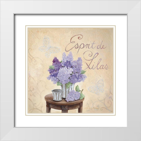 Esprit De Lilas White Modern Wood Framed Art Print with Double Matting by Moore, Linda