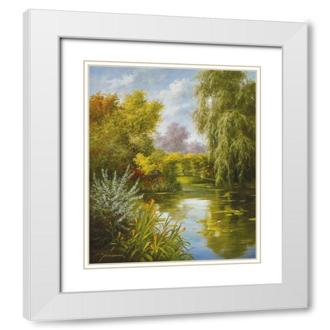 DREAMY CREEK I White Modern Wood Framed Art Print with Double Matting by Schoelnhammer, Heinz