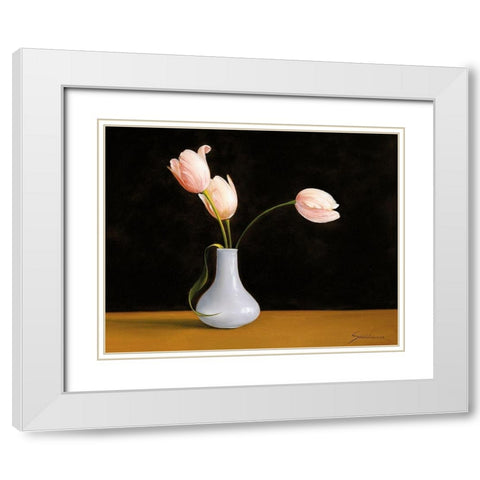 CONTRAST I White Modern Wood Framed Art Print with Double Matting by Schoelnhammer, Heinz