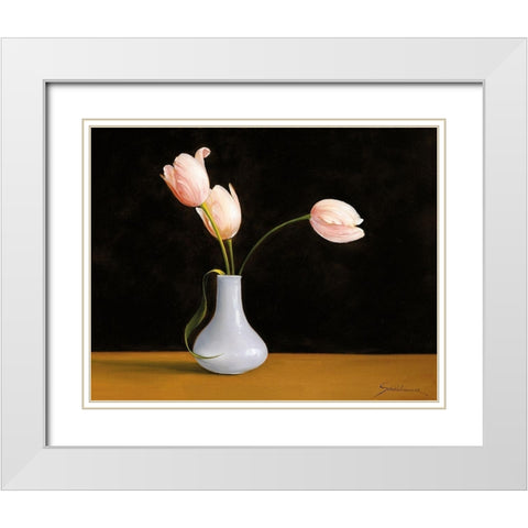 CONTRAST I White Modern Wood Framed Art Print with Double Matting by Schoelnhammer, Heinz