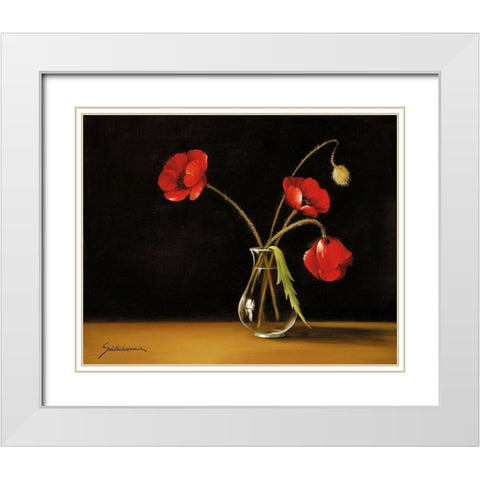 CONTRAST II White Modern Wood Framed Art Print with Double Matting by Schoelnhammer, Heinz