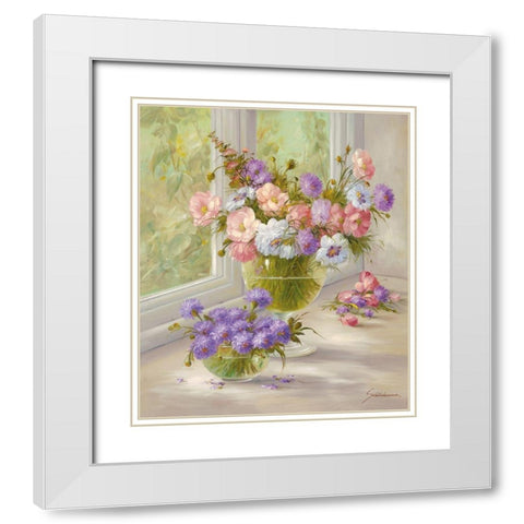 SUNDAY MORNING White Modern Wood Framed Art Print with Double Matting by Schoelnhammer, Heinz