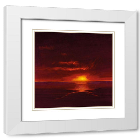 TROPICAL SUNSET I White Modern Wood Framed Art Print with Double Matting by Lee, Spencer