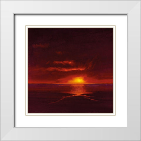 TROPICAL SUNSET I White Modern Wood Framed Art Print with Double Matting by Lee, Spencer