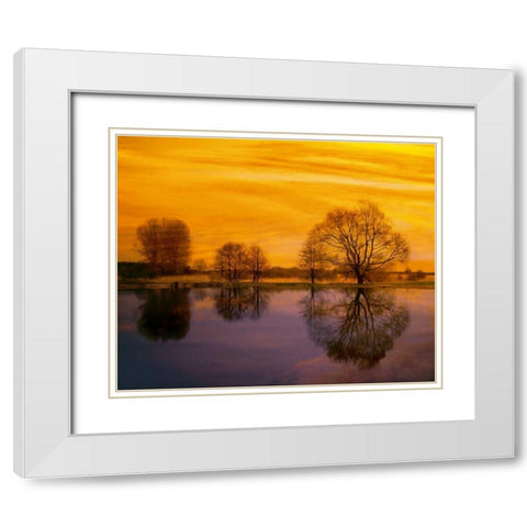 Afterglow II White Modern Wood Framed Art Print with Double Matting by Weissing, Gerd