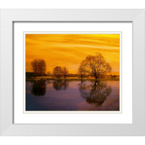Afterglow II White Modern Wood Framed Art Print with Double Matting by Weissing, Gerd