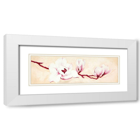 Magnolias I White Modern Wood Framed Art Print with Double Matting by Verdonck, Elisabeth