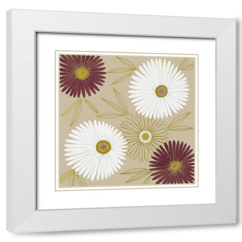 Flurry II White Modern Wood Framed Art Print with Double Matting by Design Show