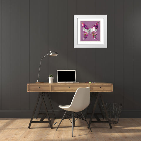 Butterfly White Modern Wood Framed Art Print with Double Matting by Scaffardi, Sally