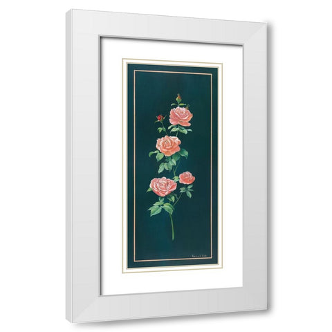 VINTAGE ROSE White Modern Wood Framed Art Print with Double Matting by v.d. Valk, Karin