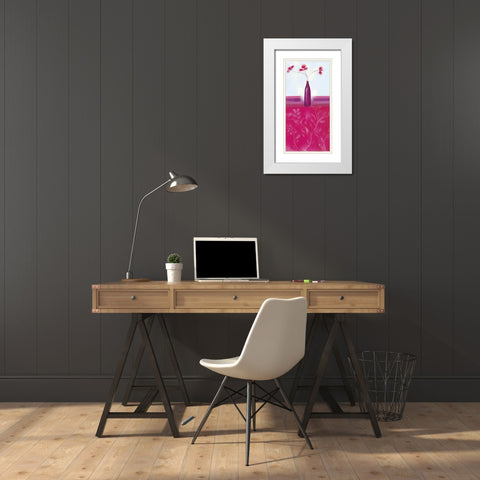 CRIMSON I White Modern Wood Framed Art Print with Double Matting by Robertson, Marilyn