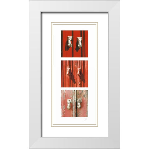 Door Handle I White Modern Wood Framed Art Print with Double Matting by Simon