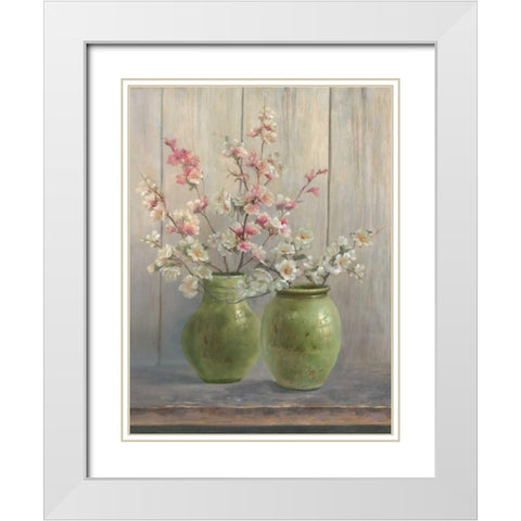 Green II White Modern Wood Framed Art Print with Double Matting by Reed, Jacky