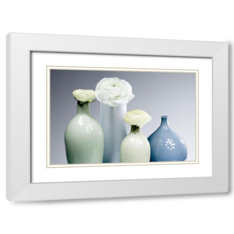 In A Row II White Modern Wood Framed Art Print with Double Matting by Warminski