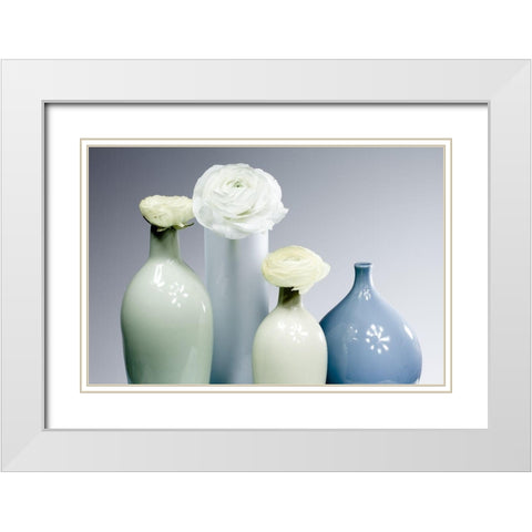 In A Row II White Modern Wood Framed Art Print with Double Matting by Warminski