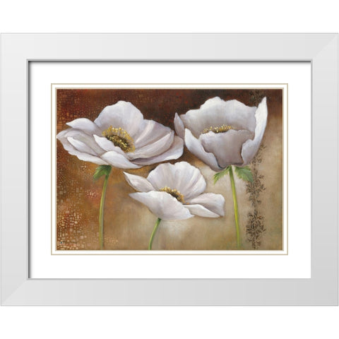 WHITE FLOWERS I White Modern Wood Framed Art Print with Double Matting by Withaar, Rian