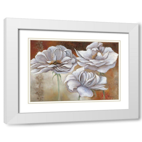 WHITE FLOWERS II White Modern Wood Framed Art Print with Double Matting by Withaar, Rian