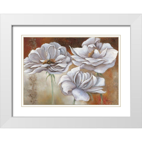 WHITE FLOWERS II White Modern Wood Framed Art Print with Double Matting by Withaar, Rian