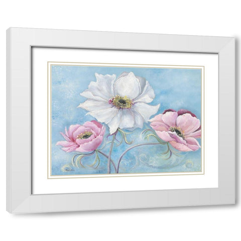 PASTEL FLOWERS I White Modern Wood Framed Art Print with Double Matting by Withaar, Rian