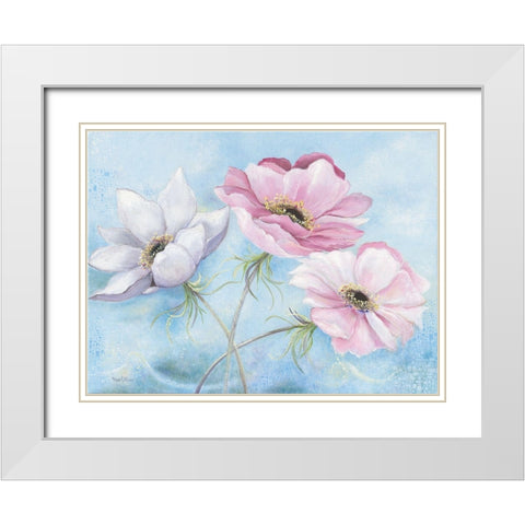 PASTEL FLOWERS II White Modern Wood Framed Art Print with Double Matting by Withaar, Rian