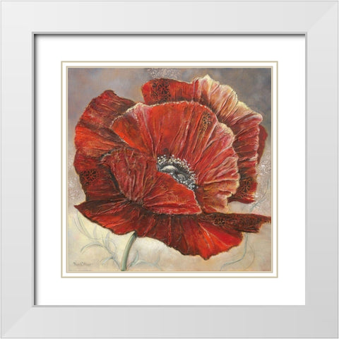 BOLD POPPY I White Modern Wood Framed Art Print with Double Matting by Withaar, Rian
