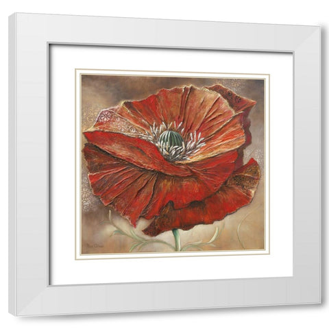 BOLD POPPY II White Modern Wood Framed Art Print with Double Matting by Withaar, Rian