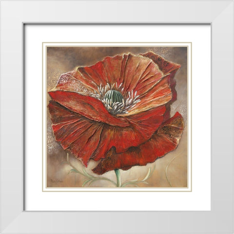 BOLD POPPY II White Modern Wood Framed Art Print with Double Matting by Withaar, Rian