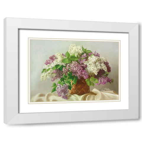 WHITE AND RED DELIGHT White Modern Wood Framed Art Print with Double Matting by Buzin, Igor