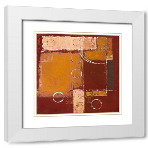 Circles on red-brown II White Modern Wood Framed Art Print with Double Matting by Sedalia, David