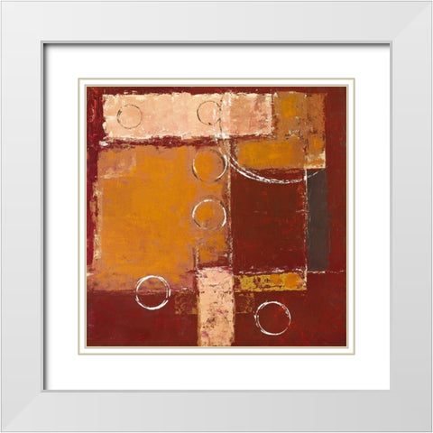Circles on red-brown II White Modern Wood Framed Art Print with Double Matting by Sedalia, David