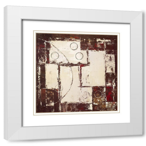 Circles on brown-beige I White Modern Wood Framed Art Print with Double Matting by Sedalia, David