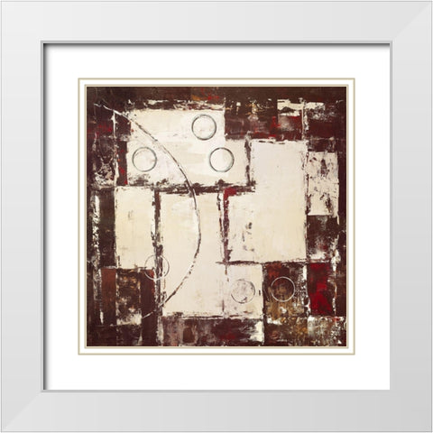 Circles on brown-beige I White Modern Wood Framed Art Print with Double Matting by Sedalia, David