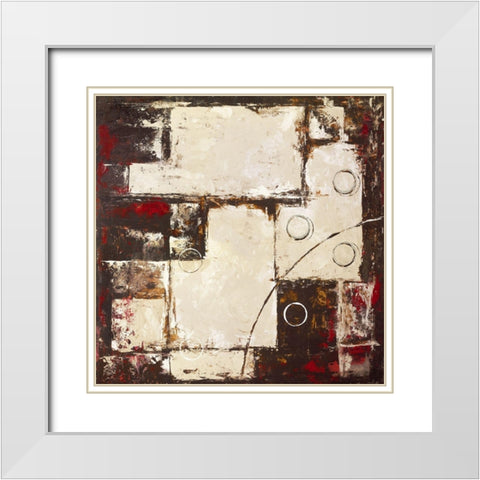 Circles on brown-beige II White Modern Wood Framed Art Print with Double Matting by Sedalia, David